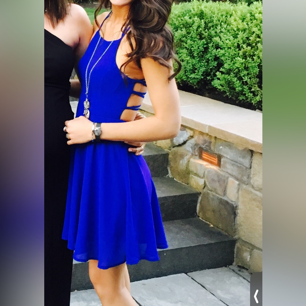 Lulu’s - Lace Up royal blue cocktail dress